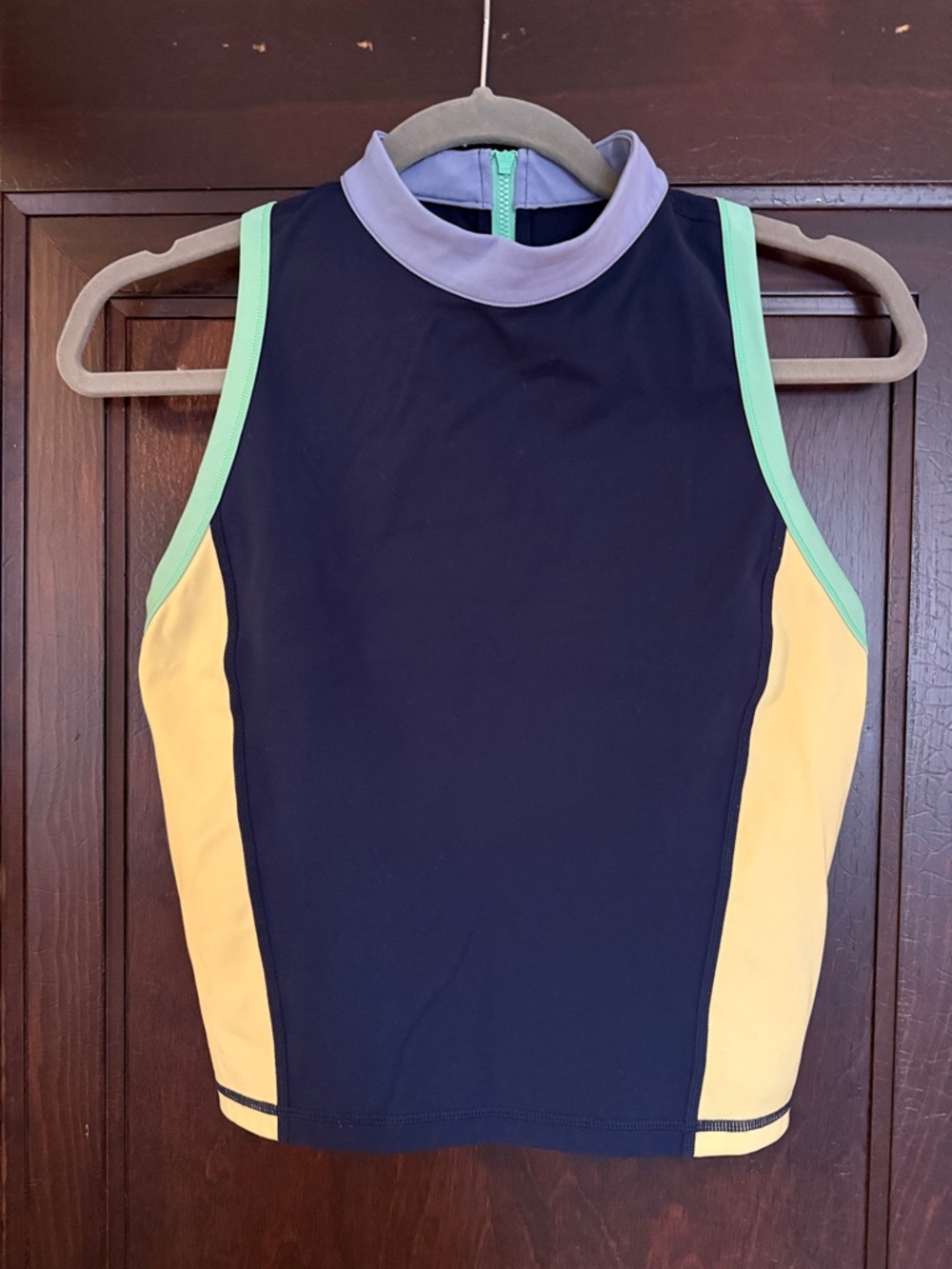 Sweaty Betty Sleeveless Colorblock Athletic Tank Top - Navy, Yellow & Mint